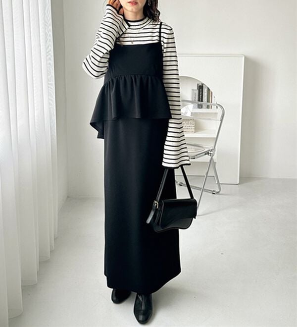 GeeRA（ジーラ）の「楽ちん！ペプラムキャミワンピース（カットソーワンピース）」｜詳細画像