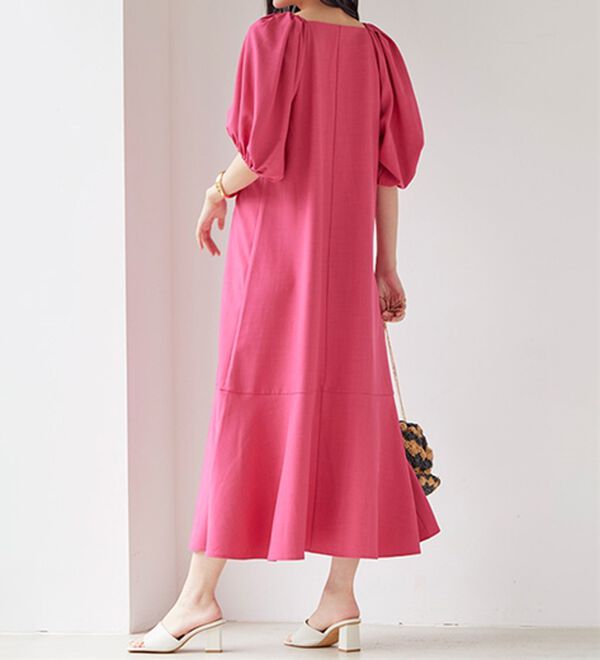 RANAN（ラナン）の「ひんやり！スクエアネックボリューム袖ワンピース（その他ワンピース）」｜詳細画像