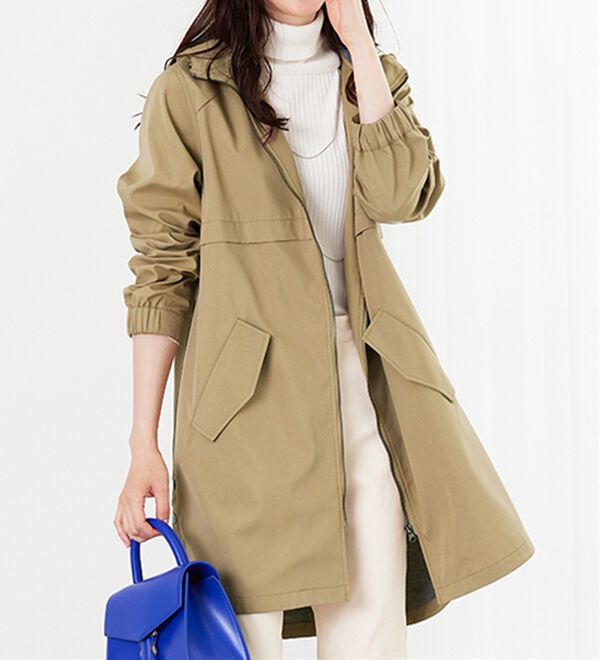 BELLUNA（ベルーナ）の「はっ水加工ボンディング素材ロング丈パーカー（ハーフコート）」｜詳細画像