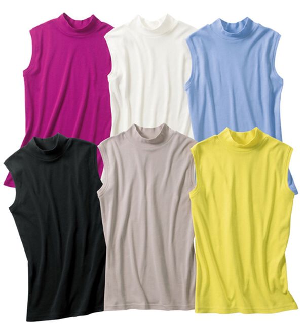 LAVIENNE（ラヴィエンヌ）の「【６色組】＜カラフルコットン＞綿１００％スリーブレスハイネックプルオーバー（肌着・インナーウェア）」｜6色組