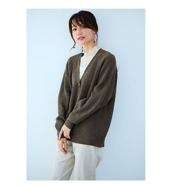 BELLUNA（ベルーナ）の「エコ素材ゆったりあぜ編ニットカーディガン（ニットカーディガン）」｜詳細画像