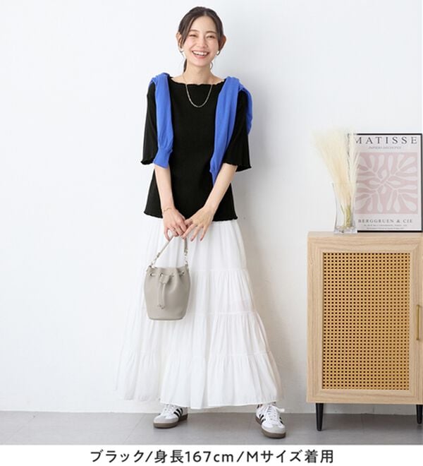 Viola e Viola（ヴィオラ エ ヴィオラ）の「【ひんやり／上品】リブメロウＴシャツ（カットソー）」｜詳細画像