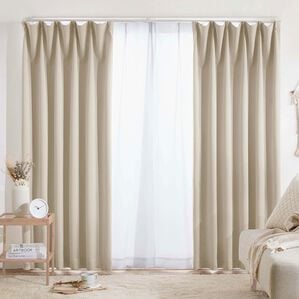 iellio（イエリオ）の「１・２級遮光＆断熱保温＆ＵＶ見えにくいレース付カーテンセット＜４枚組・遮光１級・洗える・無地・レースカーテン・新生活＞（ドレープカーテン）」｜詳細画像