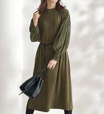 BELLUNA（ベルーナ）の「秋冬のお出かけに！異素材切替ワンピース（カットソーワンピース）」