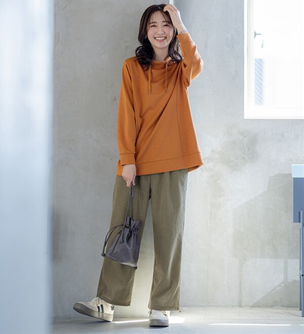 BELLUNA（ベルーナ）の「なめらか裏ベロアコーデュロイワイドパンツ（ワイドパンツ・ガウチョ）」｜詳細画像