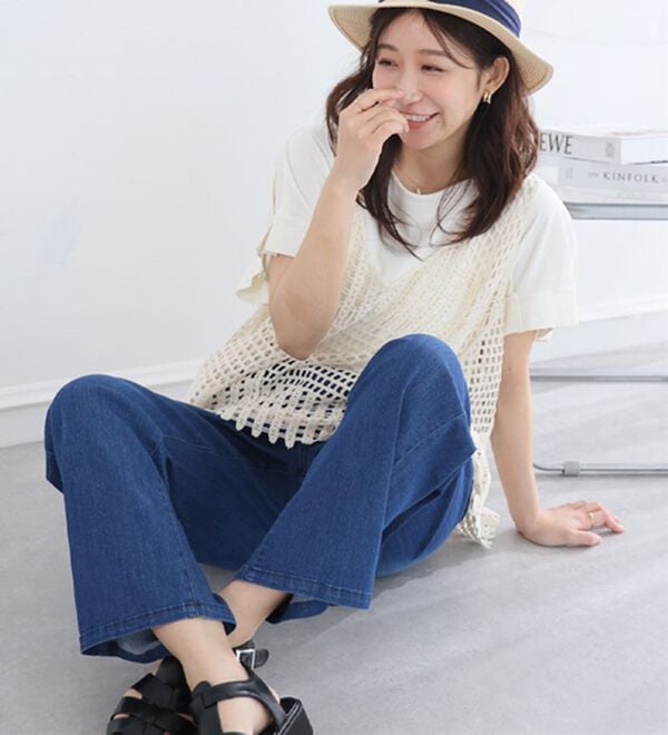 A HAPPY MARILYN（アハッピーマリリン）の「【Ｌ～８Ｌ】伸びるが正義「推し」デニムパンツ（フルレングスパンツ）」｜詳細画像