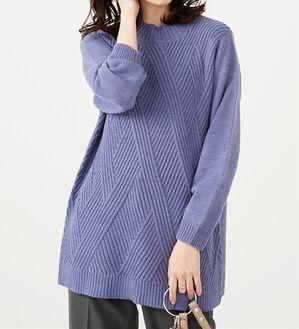 BELLUNA（ベルーナ）の「編地切替サイドボタンチュニック（チュニック）」｜ブルーグレー