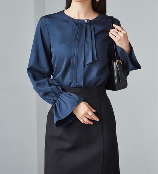 RANAN（ラナン）の「パール付きボウタイブラウス（ブラウス）」｜詳細画像