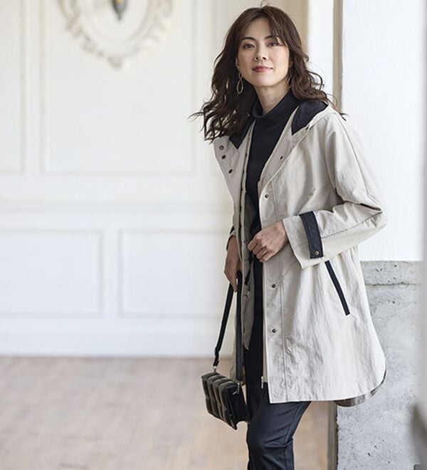 BELLUNA（ベルーナ）の「おしゃれの主役！蓄熱中わたベスト付配色コート（ハーフコート）」｜詳細画像