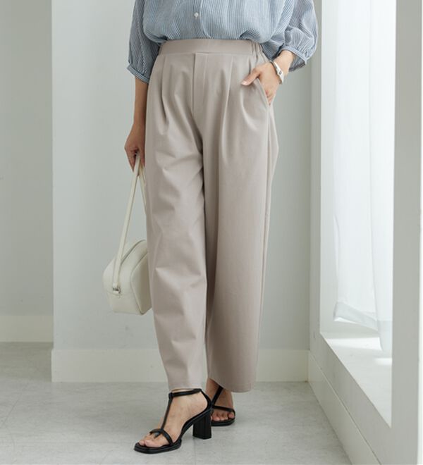 BELLUNA（ベルーナ）の「ポンチ素材タック使いワイドパンツ（ワイドパンツ・ガウチョ）」｜詳細画像