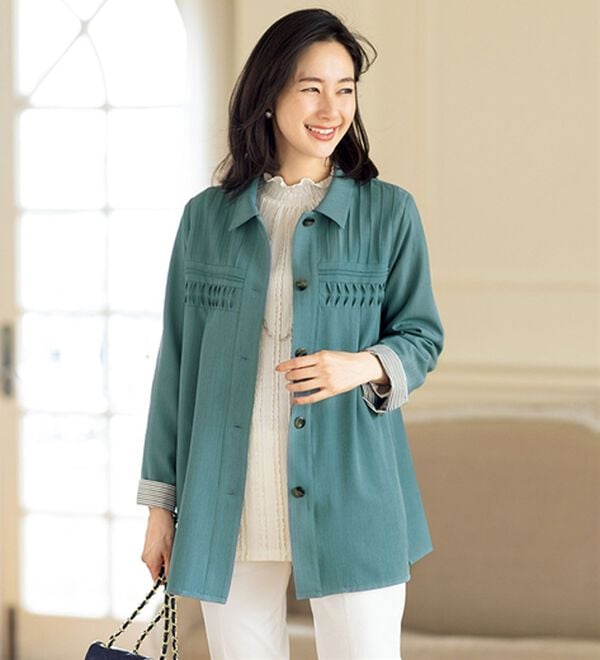 ルフラン（ルフラン）の「上品で軽やかタックジャケット＜カレガンス＞（その他ジャケット）」｜詳細画像