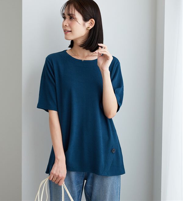 BELLUNA（ベルーナ）の「波柄ジャカード素材裾ボタンチュニック（チュニック）」｜詳細画像