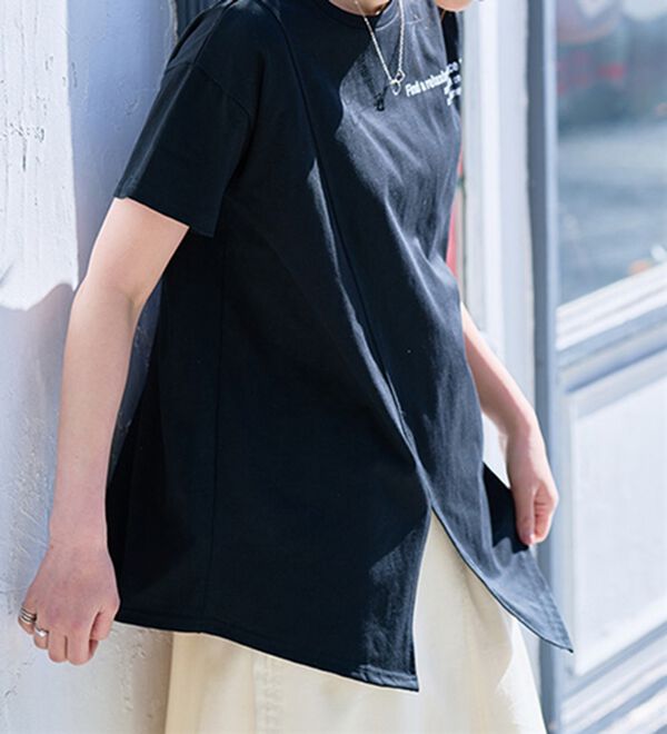 RANAN（ラナン）の「【接触冷感】ロゴプリントチュニックTシャツ（Tシャツ）」｜詳細画像