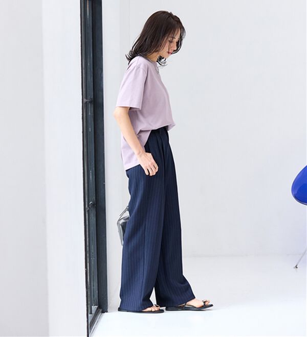 BELLUNA（ベルーナ）の「【汗ジミ対策◎】＜エアリーアイスコットン＞オーバーサイズＴシャツ【選べる袖丈】（カットソー）」｜詳細画像