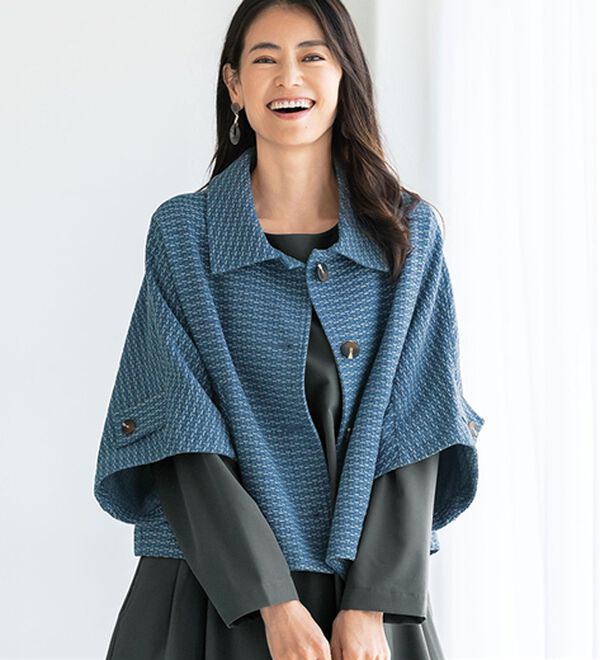 BELLUNA（ベルーナ）の「デニムジャカードショート丈ゆったりジャケット（その他ジャケット）」｜インディゴ