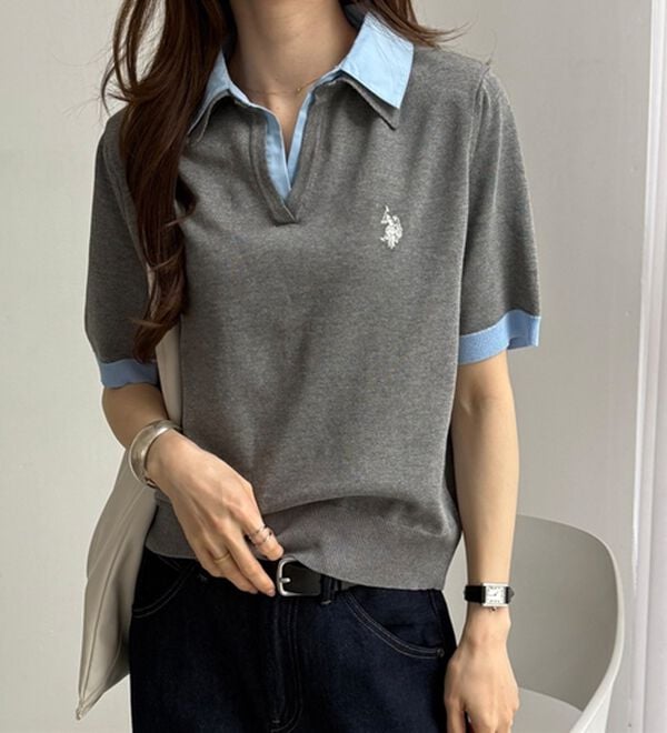 GeeRA（ジーラ）の「【ＵＳ．ＰＯＬＯ．ＡＳＳＮ】衿付ポロニットトップス（ニット・セーター）」｜詳細画像