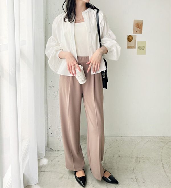 GeeRA（ジーラ）の「前後２ｗａｙバンドカラーパフスリーブブラウス（ブラウス）」｜詳細画像