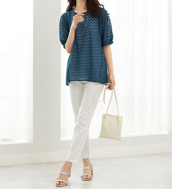 BELLUNA（ベルーナ）の「ラッセルレースパフ袖アンサンブル（アンサンブル）」｜詳細画像