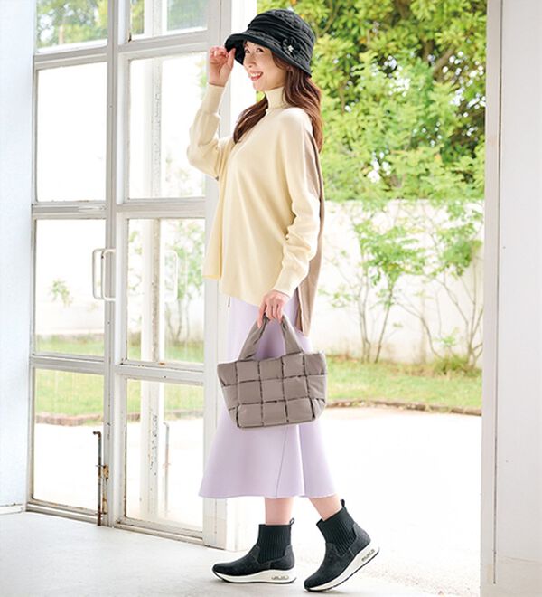 BELLUNA（ベルーナ）の「編み込みダブルフェイス手提げ（ハンドバッグ）」｜詳細画像