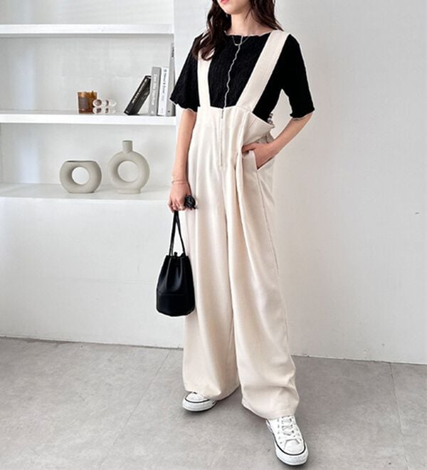 GeeRA（ジーラ）の「フロントジップハイウエストサロペット（オールインワン）」｜詳細画像