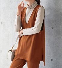 BELLUNA（ベルーナ）の「日本製ウール入りポンチＶネックベスト（ベスト）」