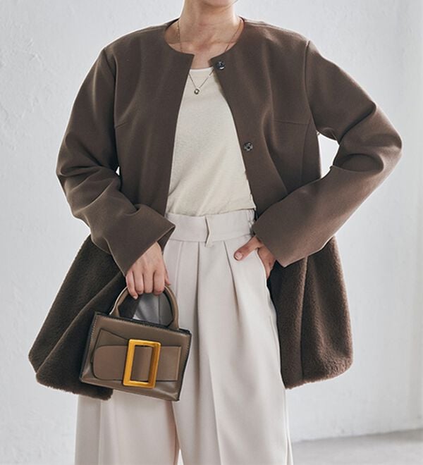 RANAN（ラナン）の「ペプラムファー切替コート（ハーフコート）」｜詳細画像