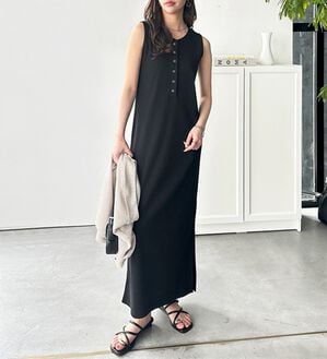 GeeRA（ジーラ）の「全骨格対応！前後２ＷＡＹ細見えタンクワンピース（カットソーワンピース）」｜ブラック