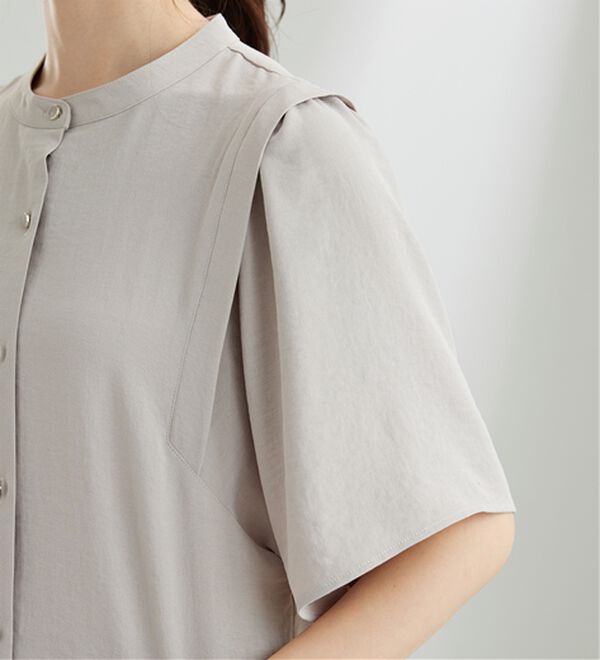 BELLUNA（ベルーナ）の「【快適Ｌａｂ．】お手入れ楽々ビンテージ調素材ブラウス（ブラウス）」｜詳細画像