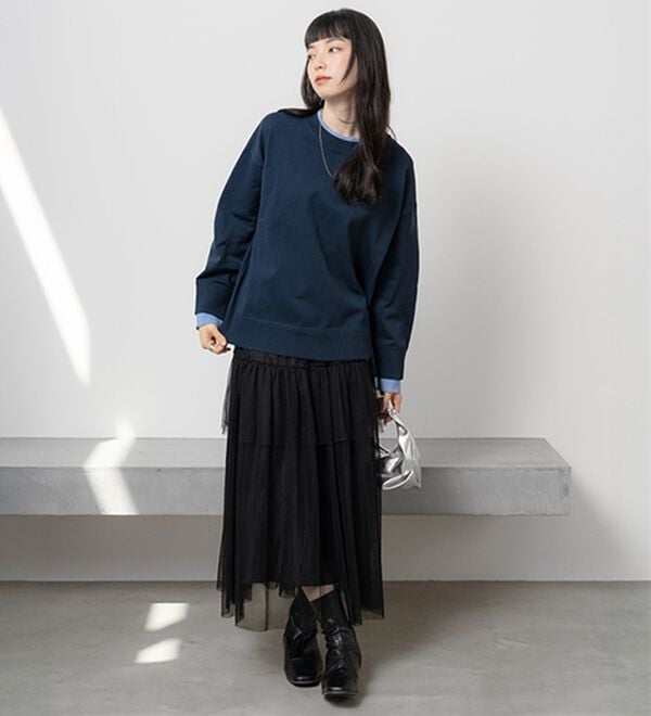 BELLUNA（ベルーナ）の「重ね着風配色スポンディッシュニット（ニット・セーター）」｜詳細画像