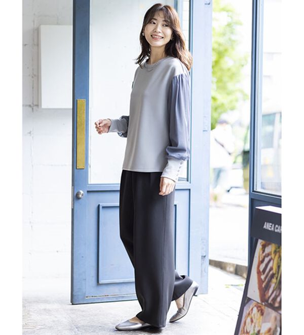 BELLUNA（ベルーナ）の「上品ツータックワイドパンツ（ワイドパンツ・ガウチョ）」｜詳細画像