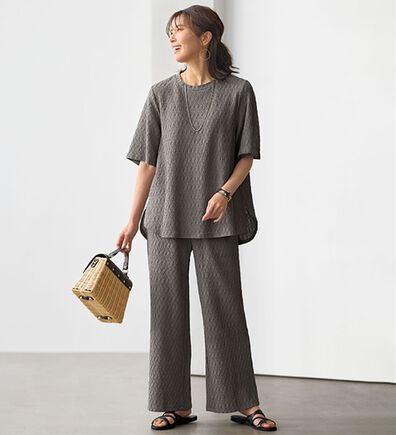 BELLUNA（ベルーナ）の「ぐんと華やぐ！ふくれジャカードセットアップ（セットアップ）」