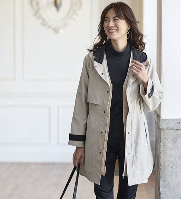 BELLUNA（ベルーナ）の「おしゃれの主役！蓄熱中わたベスト付配色コート（ハーフコート）」｜詳細画像