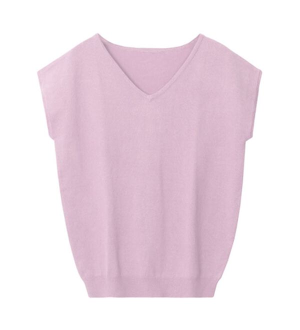 Pierrot（ピエロ）の「【選べる２ネック】シルクタッチフレンチスリーブニット（ニット・セーター）」｜詳細画像