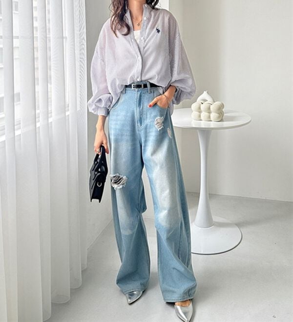 GeeRA（ジーラ）の「【Ｕ．Ｓ．　ＰＯＬＯ　ＡＳＳＮ．】バンドカラーシアーシャツ（シャツ）」｜詳細画像