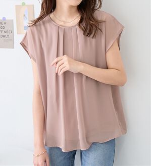 alotta（アロッタ）の「【接触冷感】機能付インナーシフォンブラウス（ブラウス）」｜ピンク