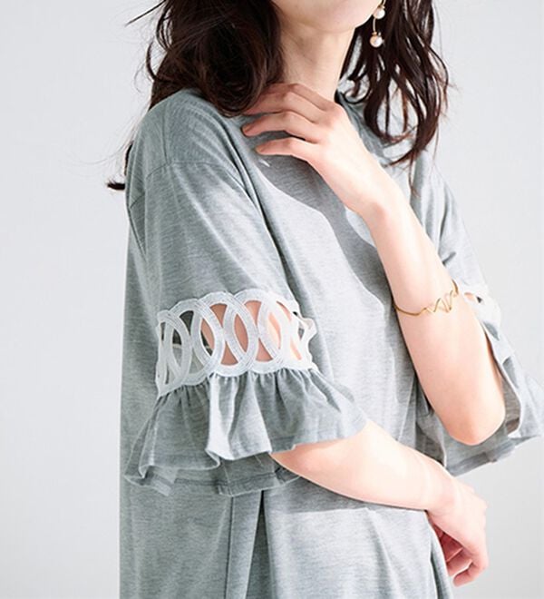 RANAN（ラナン）の「袖レース切替チュニックワンピース（チュニックワンピース）」｜詳細画像