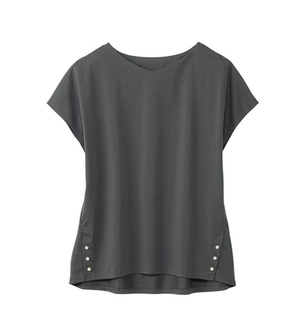 alotta（アロッタ）の「ひんやり裾パールデザインＴシャツ（カットソー）」｜詳細画像