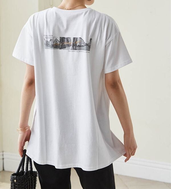 RANAN（ラナン）の「【接触冷感】ロゴプリントチュニックTシャツ（Tシャツ）」｜詳細画像