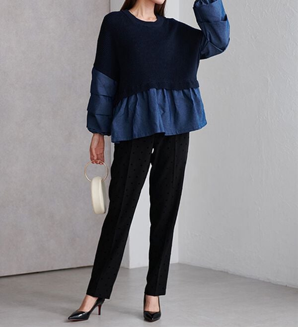 RANAN（ラナン）の「デニムドッキングニット（ニット・セーター）」｜詳細画像