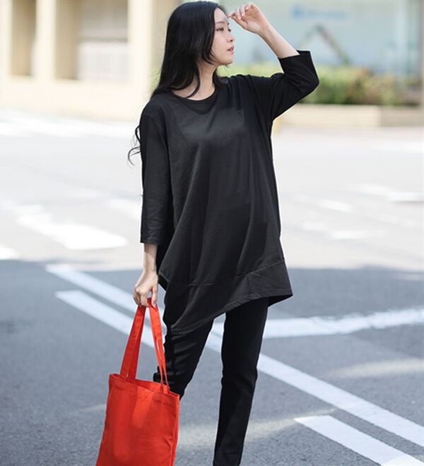 A HAPPY MARILYN（アハッピーマリリン）の「【Ｍ～８Ｌ】長袖・七分袖・半袖 コクーン シルエット チュニック（チュニック）」｜詳細画像