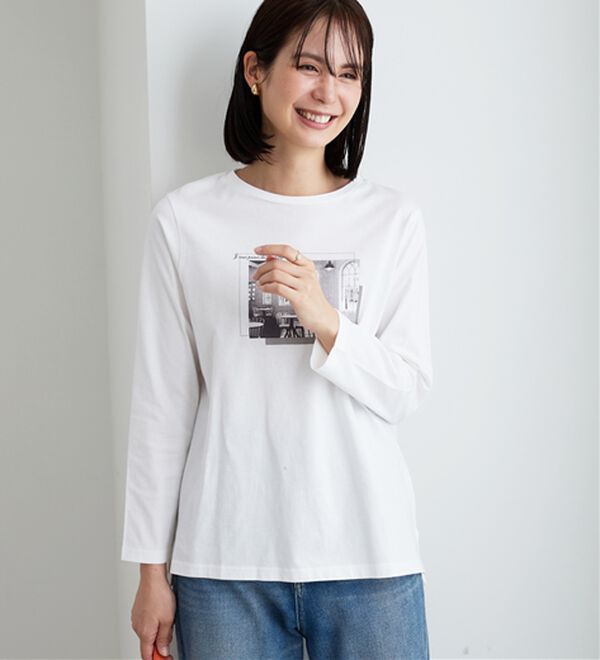 BELLUNA（ベルーナ）の「【着回しのミカタ！】綿100％大人顔サマ見えプリントロンT（カットソー）」｜詳細画像