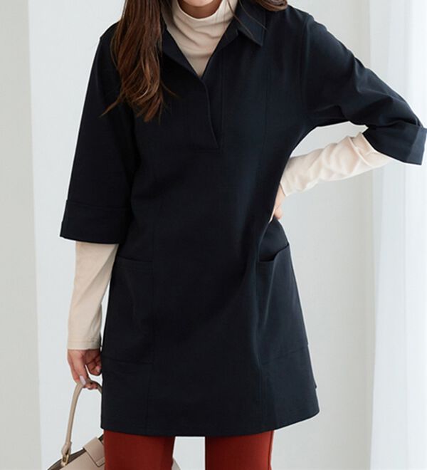 BELLUNA（ベルーナ）の「なめらかポンチ素材衿付きチュニック（チュニック）」｜詳細画像