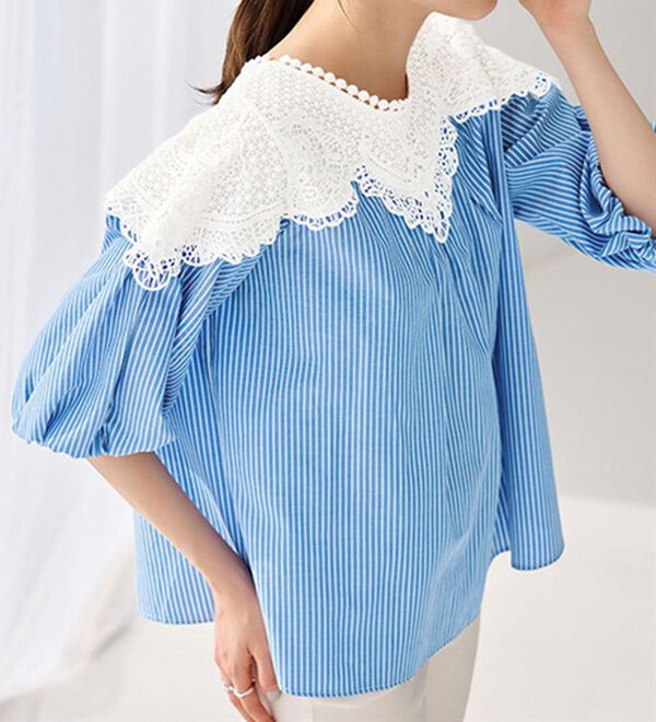 レース切替ボリューム袖ブラウス - ベルーナ【公式】