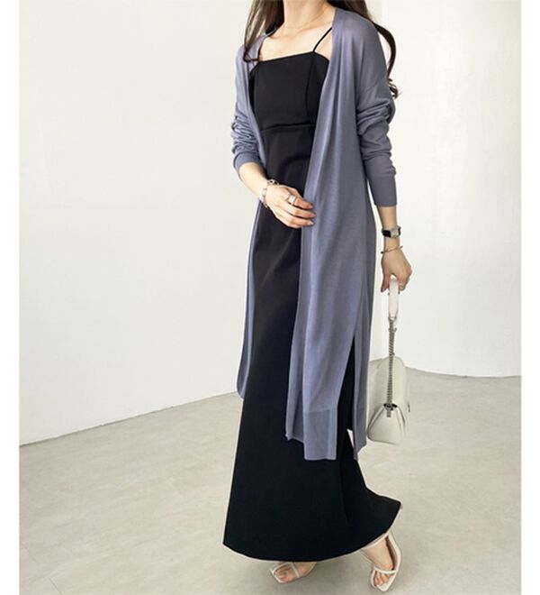 GeeRA（ジーラ）の「【3つの機能付】ロングニットカーディガン（ミディ丈）（ニットカーディガン）」｜詳細画像