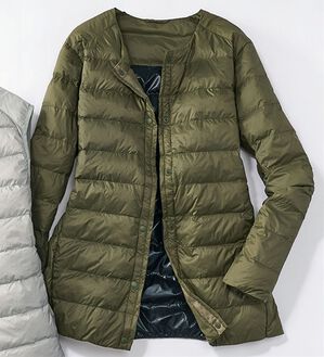 BELLUNA（ベルーナ）の「【マジ軽ヒート】ハイブリッド中わたジャケット（ノーカラージャケット）」｜オリーブ