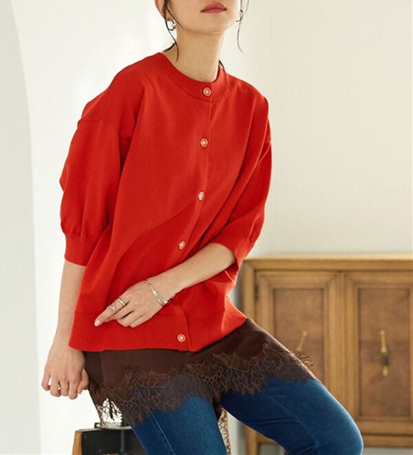 BELLUNA（ベルーナ）の「【快適Ｌａｂ．】洗える！軽い！５分袖ニットカーディガン（ニットカーディガン）」｜詳細画像