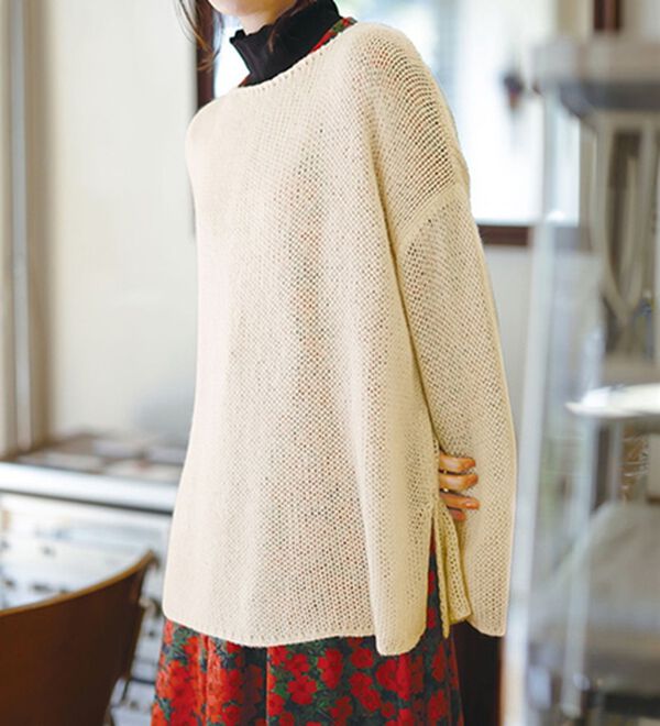 RANAN（ラナン）の「モヘア風メッシュ編ニット（ニット・セーター）」｜アイスベージュ