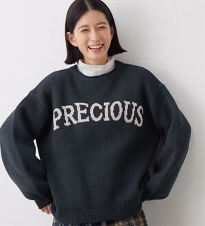 Viola e Viola（ヴィオラ エ ヴィオラ）の「ゆるシルエットロゴデザインニットトップス（ニット・セーター）」｜ネイビー