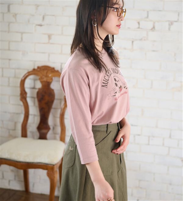 BELLUNA（ベルーナ）の「＜Ｄｉｓｎｅｙ＞【ミッキー】プリント7分袖Tシャツ（Tシャツ）」｜詳細画像