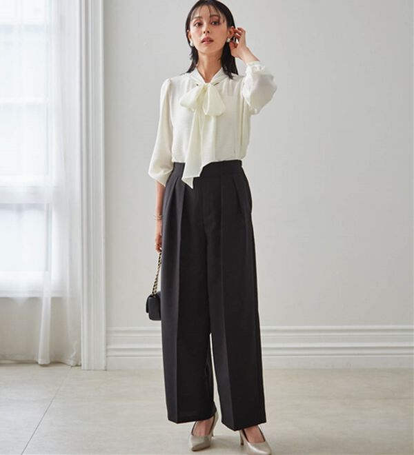 RANAN（ラナン）の「【UV・イージーケア機能付】ボウタイリボンブラウス（ブラウス）」｜詳細画像